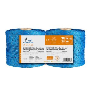 Herkules XTra Cord 3mm, Doppelpackung, 16 fach geflochten, 2x400m